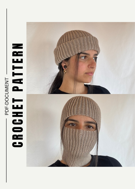 Downhill (not knit) Beanieclava - Crochet Pattern